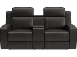 Corby Leather 2 Seater Sofa - Ebony