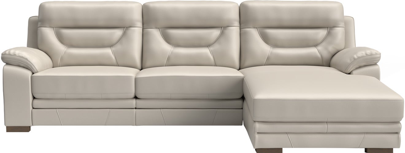 Kingston Leather Right Chaise Lounge Suite Lead Grey