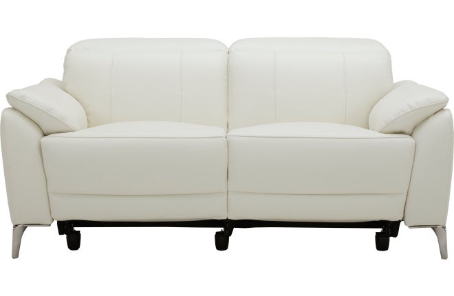 Malta Leather 2 Seater Electric, White Leather Recliner Sofa Set