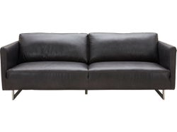 Phoenix Leather 3 Seater Sofa - Black