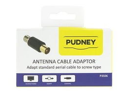 Pudney Coaxial Plug to F Socket Adaptor P3506