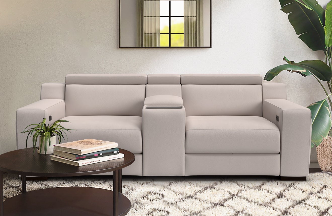 Sorrento 2 Seater Fabric Powered Recliner Sofa Beige