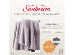 Sunbeam Feel Perfect Cosy Sherpa Fleece Heated Throw Blanket - Grey