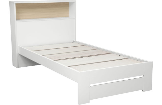 Tori Bed Frame And Storage Headboard, Bed Frame With Storage Headboard White Luröyqueen