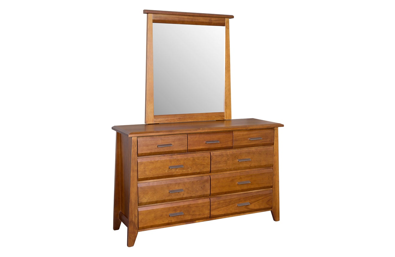 Verve 9 Drawer Dresser With Mirror, Old Brown Dresser