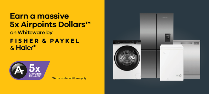 Earn 5x Airpoints Dollars on Whiteware by Fisher & Paykel and Haier*